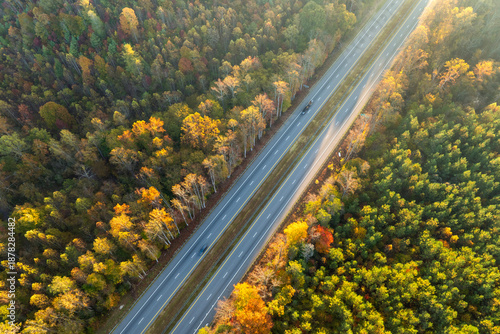 Wallpaper Mural USA highway transportation infrastructure in North Carolina Appalachian mountains. American freeway road with fast driving cars Torontodigital.ca