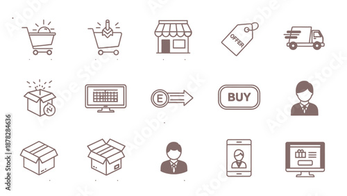 E-commerce icons for business and online shopping