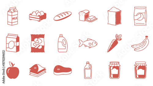 Colorful grocery items for healthy eating and meal prep