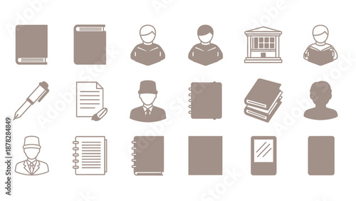 Colorful flat design icons of people reading and books