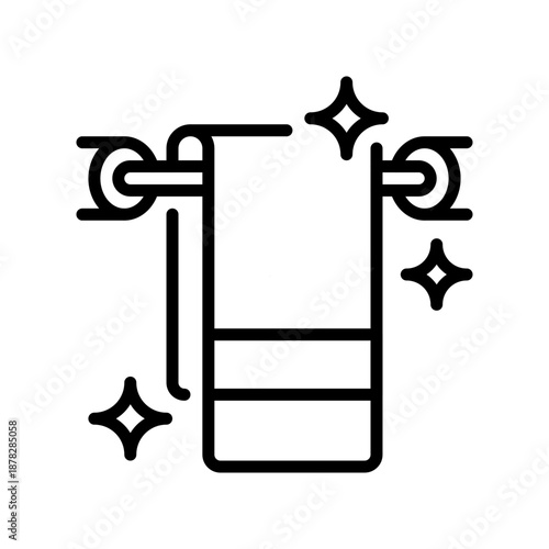 Towel Rack Line Icon, Outline Symbol for Bathroom Storage, Cloth Drying, Textile Hanging, Bathroom Organization, and Fabric Holder. Vector Sign Icon.