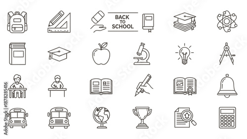 Vibrant back to school icons for education and learning