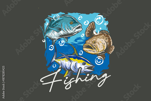 T-shirt design illustration of a sea fisherman