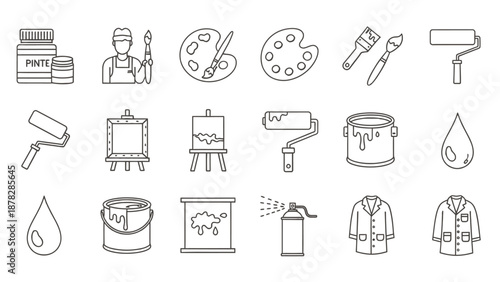 Painter's tools and supplies for creative artistic projects