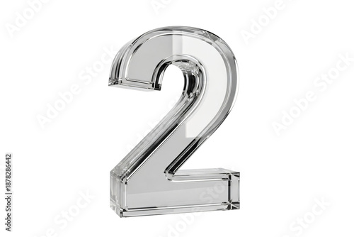 Glass number 2 isolated on transparent background