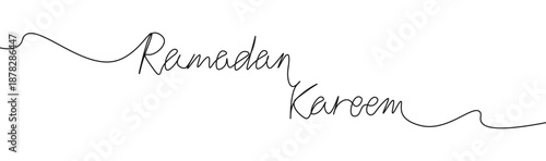 Hand draw doodle ramadan kareem greeting card continuous line illustration