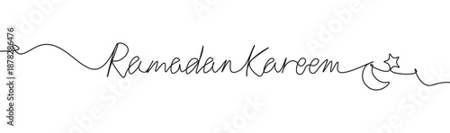 Ramadan month greeting card continuous line doodle illustration