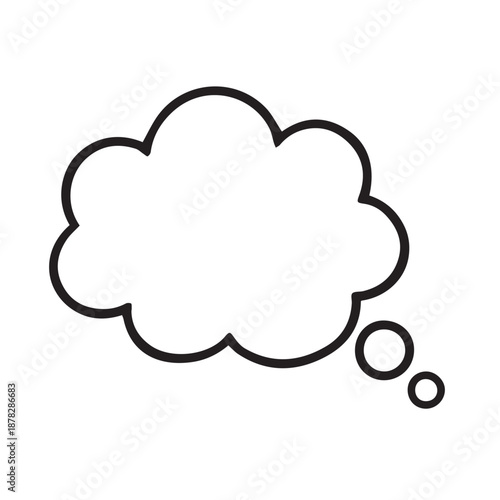 Clean simple vector artwork of a cloud shaped comment field, created to express conversation flow, messaging, social interaction, and approachable communication in a clear modern style.