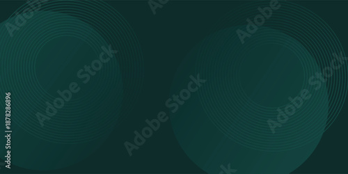 A dark green background with smooth, overlapping circles. The background is green with a gradient texture, creating a modern, abstract style. Minimal abstract circles vector gradient background