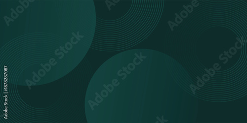 A dark green background with smooth, overlapping circles. The background is green with a gradient texture, creating a modern, abstract style. Minimal abstract circles vector gradient background