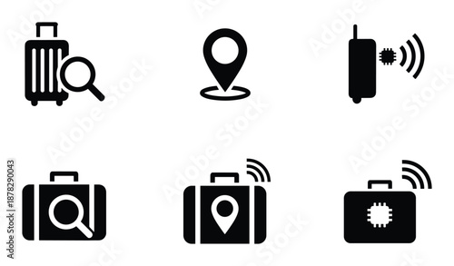 Baggage tracking icons for mobile and app vector isolated one hundred characters for designers and developers