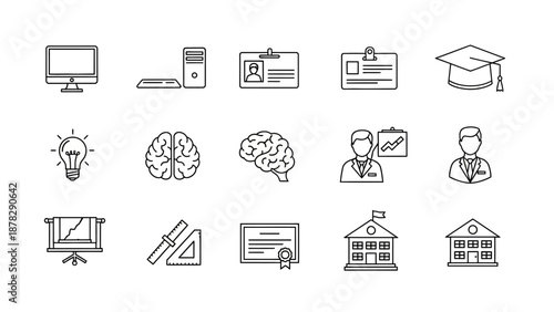 Education and business icons for learning and professional growth