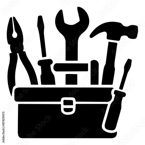 Hand Tools in Toolbox Icon
