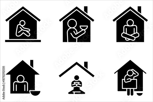 Homeless Shelter Help Icon set Isolated On White Background