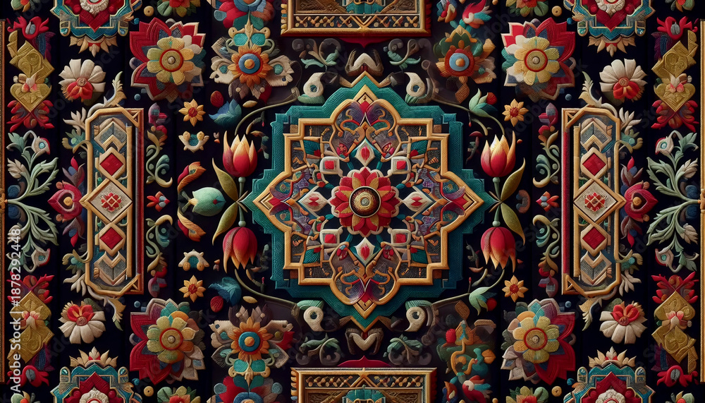 Naklejka premium A Turkish embroidery pattern seamless design, Ai generated image
