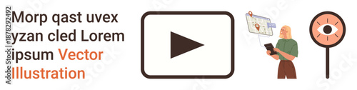 Digital analytics, video content, education, media research, viewing trends, data insights. A play button, magnifying glass and person analyzing data. Digital analytics and video content concepts Free Download Digital analytics, video content, education, media research, viewing trends, data insights. A play button, magnifying glass and person analyzing data. Digital analytics and video content concepts - GFXLoad