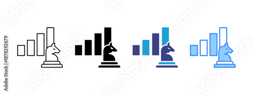 Strategy icon set multiple style collection