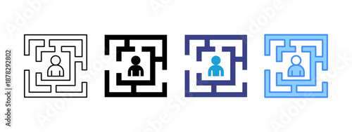 Maze icon set multiple style collection