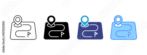 Itinerary icon set multiple style collection