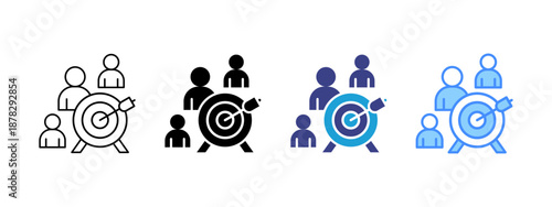 Target Audience icon set multiple style collection