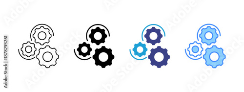 Gears icon set multiple style collection