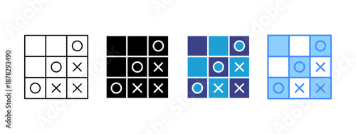 Tic Tac Toe icon set multiple style collection