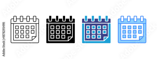 Calendar icon set multiple style collection
