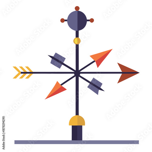 Colorful wind vane displaying multiple directions