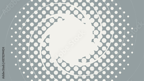 Swirling Star and Halftone Gradient Background, Flat Minimal Style, Hit Grey and Cloud Dancer Color Combination