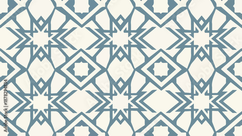 A seamless pattern of blue and white geometric shapes