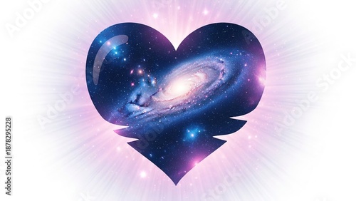 Heart shaped symbol filled with a vibrant galaxy representing love and cosmic connection in a stunning visual representation of affection for space