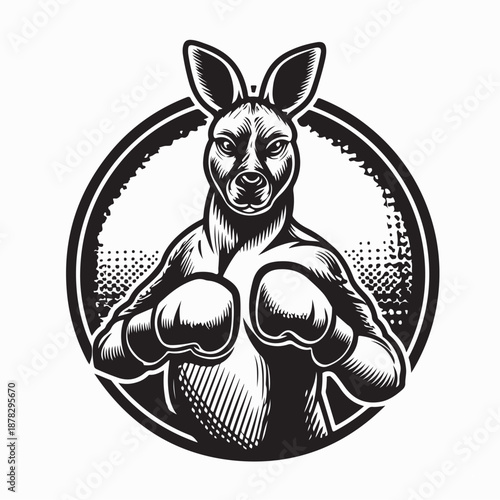 Kangaroo with Boxing Gloves Image Vector Isolated on White Background