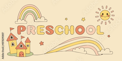 A playful flat vector illustration for children with warm colors, ideal for educational materials or kids' activities
