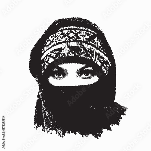 Woman wearing knitted balaclava image vector isolated on white background