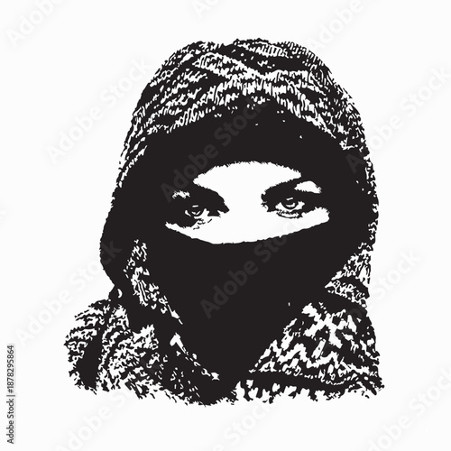 Woman wearing knitted balaclava image vector isolated on white background