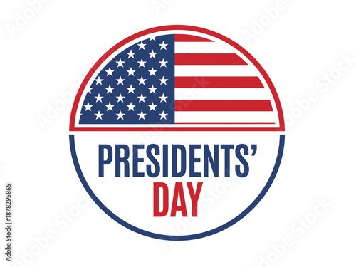 Presidents Day American Flag Emblem Celebration.