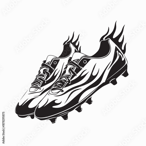 Flaming Pair Soccer Boots Image Vector  On White Background 