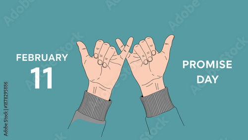 Promise Day illustration with pinky swear hands celebrating February eleven love commitment concept for romantic greeting card banner design