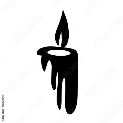 Melting candle silhouette vector