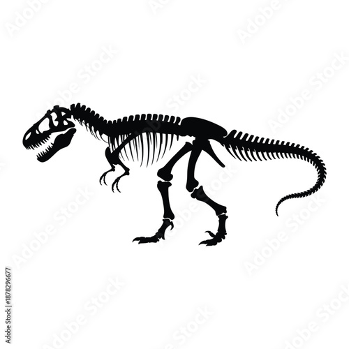 Tyrannosaurus Rex dinosaur skeleton fossil animal side view profile icon