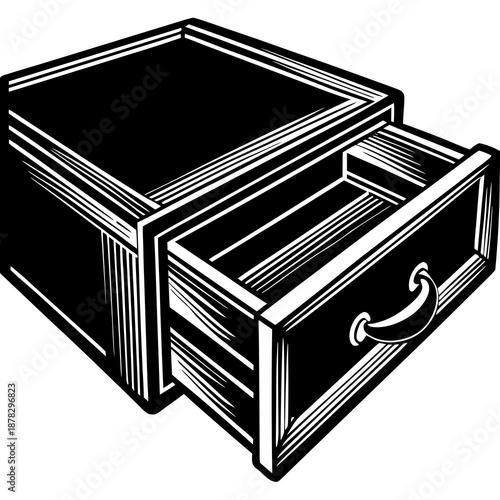 Open wooden drawer unit