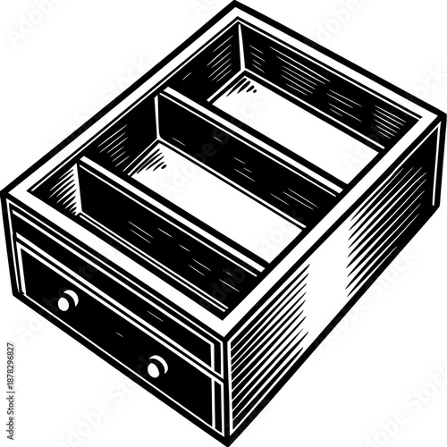 Empty wooden drawer organizer