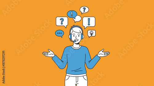 Man with Confused Expression and Question Marks.