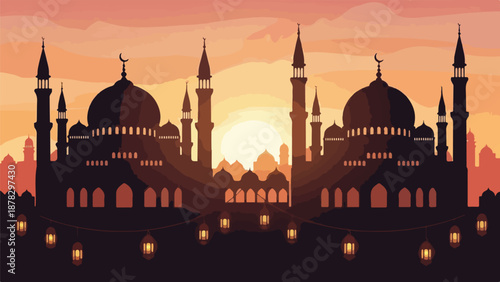 A serene mosque silhouette at sunset (1)