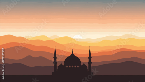 A serene mosque silhouette at sunset (2)