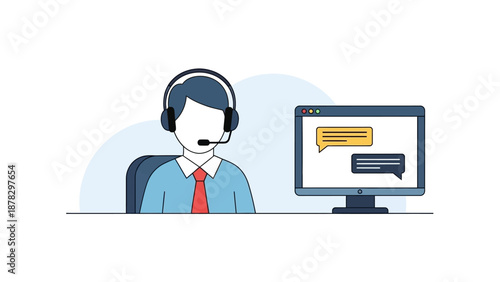 Customer Service Representative Wearing Headset.