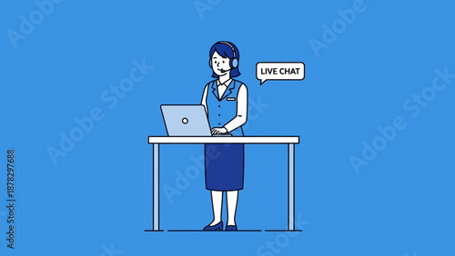 Woman Working on Laptop at Desk.