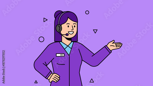 Cartoon Customer Service Representative with Headset.