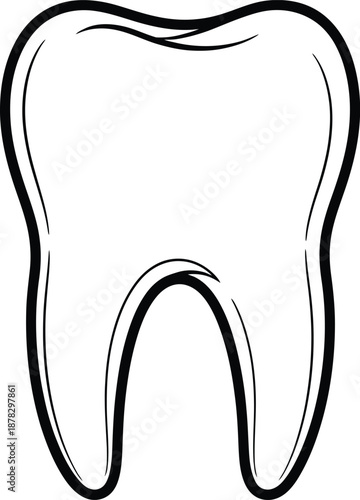 Simple Human Tooth Outline Illustration for Dental Clinic Logo and Oral Health Care Branding