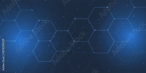 Vector illustration abstract technology with molecule, Flowing dot particle wave flow line,Datum technology network, science,